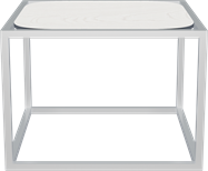 White Linear Side Table Round